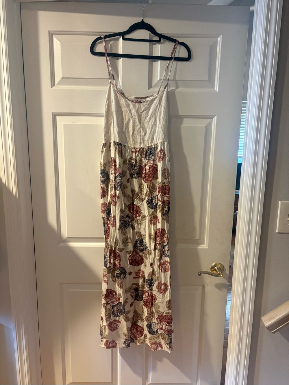Christopher & Banks Vintage Flax linen mix Floral long dress with waist strap